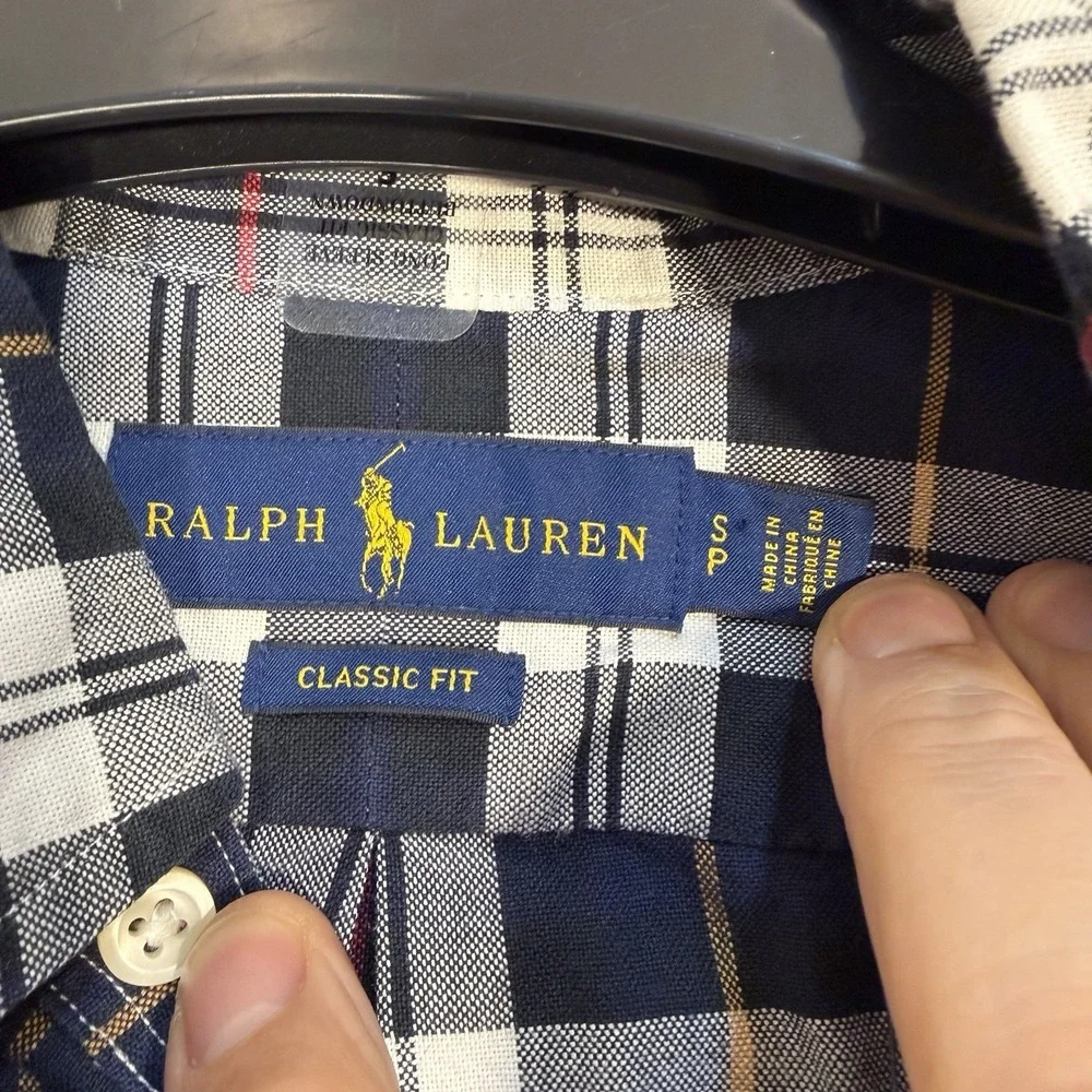 ralph lauren classic fit‎ button down Boys Long Sleeve New SP Blue White Plaid